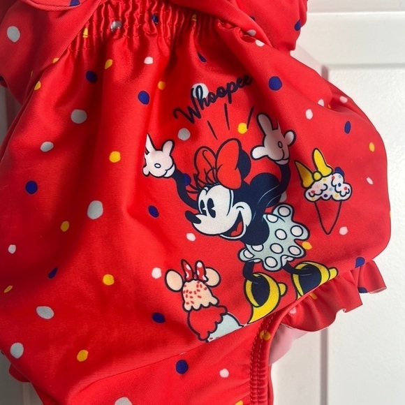Disney Store Minnie Mouse Red Polka Dot Ice Cream One Piece Bow Bathing Suit - Picture 2 of 8
